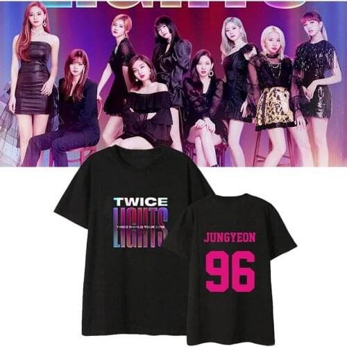 New arrival Twice concert WORLD TOUR LIGHTS printing tshirt kpop Korean style Short sleeve t-shirt men and women fashion tops