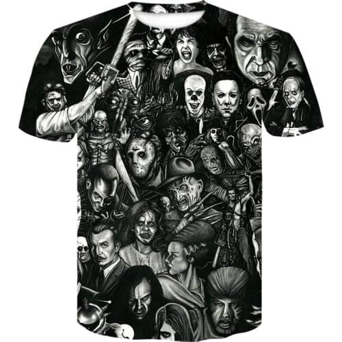 Horror Movie Clown 3D Print Tshirt Men/Women Joker shirt Hip Hop Streetwear black T shirt 90s Boys Cool Clothes Short sleeve