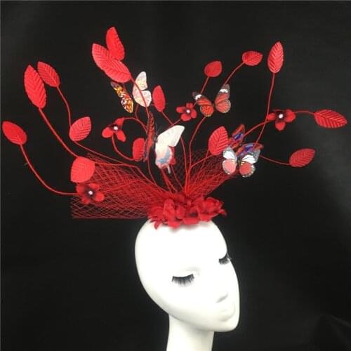 Red White Stars Hair Band Kids Girl Princess Butterfly Flower Headband Queen Cosplay Headwear Hair Accessories Stage Catwalk