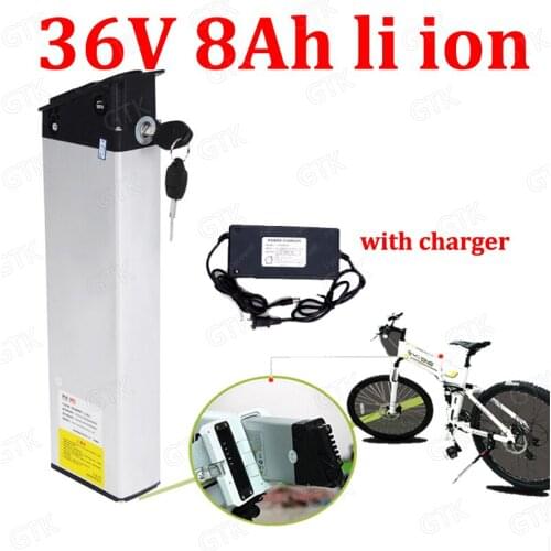 GTK 36v 8AH li ion battery Hide lithium battery 18650 BMS 10s for 36V 500W mountain bike Electric bicycle scooter + 2A charger
