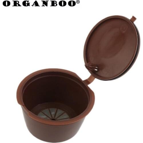 ORGANBOO 2Pcs Brown Refillable Reusable Coffee Capsule Food Grade Plastic PP Coffee Filter Baskets Soft Capsules Taste Sweet