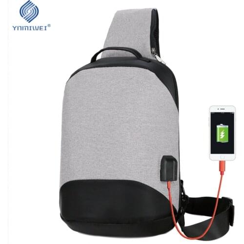 Compact Single Shoulder Bags USB Charging 10 inch Waterproof Crossbody Bags Anti Theft Chest Bag Unisex Short Trip Messenger Bag