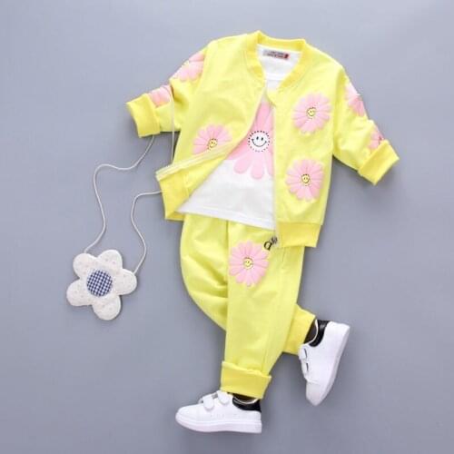 Children Girls flowers Boys Fashion Clothing Sets spring 3 Piece Suit Coat shirt long pants Clothes Baby Cotton Brand Tracksuit