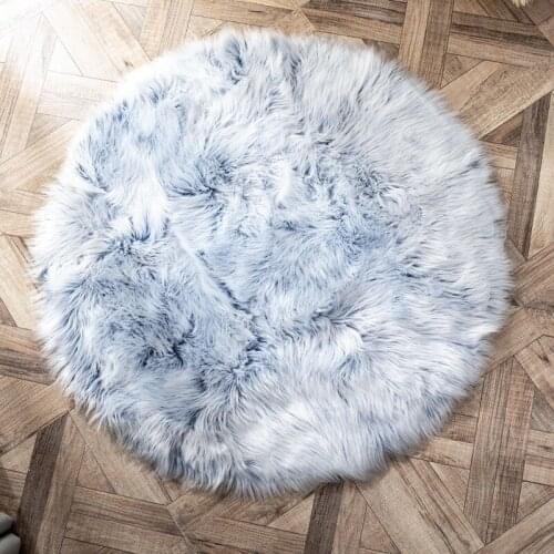 Round Soft Bedside Rugs Faux Sheepskin Fur Area Rugs for Bedroom Living Room Floor Shaggy Plush Carpet White Home Floor Mat Rug