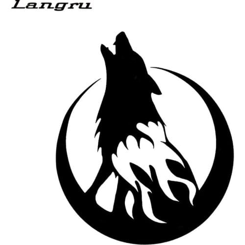Langru Hot Sale Howling Wolf Moon On Fire Car Styling Decal Car Body Decorative Stickers Accessories Decorative Jdm
