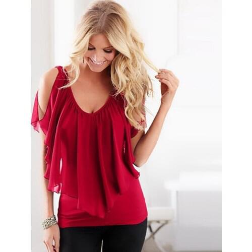 New Summer T-Shirt ulzzang Chiffon bat sleeve stitching T-shirt sexy casual T-shirt Loose tee top Bat Sleeve Cartoon t-shirt