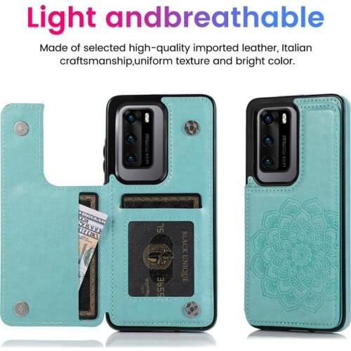 Mandala Pattern PU leather Double Buckle Open Phone Back Case for Huawei P40 lite P40 Pro Plus Mate 30 lite P30 Pro P30 lite