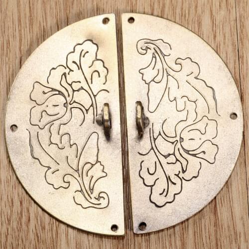 Pull Handle Iron Knob 75mm Round Lock Retro design vintage Wooden Box Furniture fitting Cabinet handle Hardware 6 screws Flower