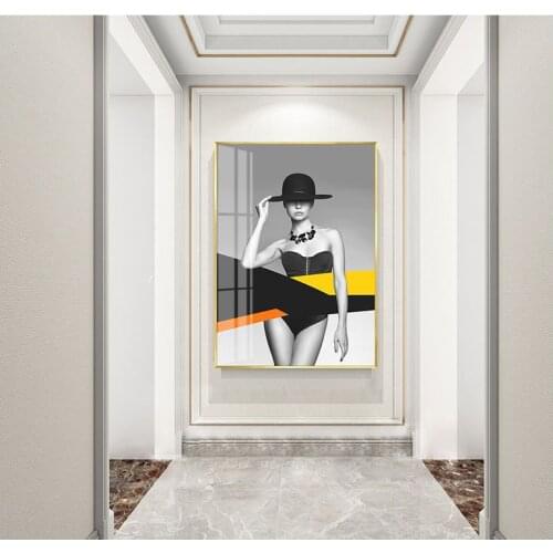 Fashion woman model marble black&white Nordic Modern Wall Art Picture Canvas Painting for porch home hanging painting Decoration