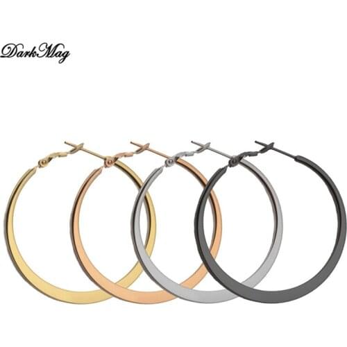DarkMag Fashion Large Hoop Earrings 30mm 40mm 60mm Smooth Circle Earrings Round Brincos Earrings for Women Jewelry Party Gifts