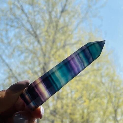 Natural Crystal fluorite Quartz Point Healing Stone Hexagonal Prisms Obelisk Wand Treatment Stone Home Decor