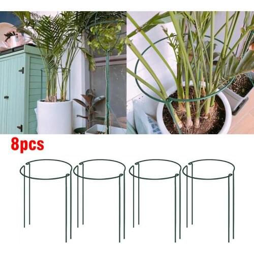 8pcs Plant Support Stake Half Round Metal Garden Plant Supports Green Garden Plant Support Ring Garden Border