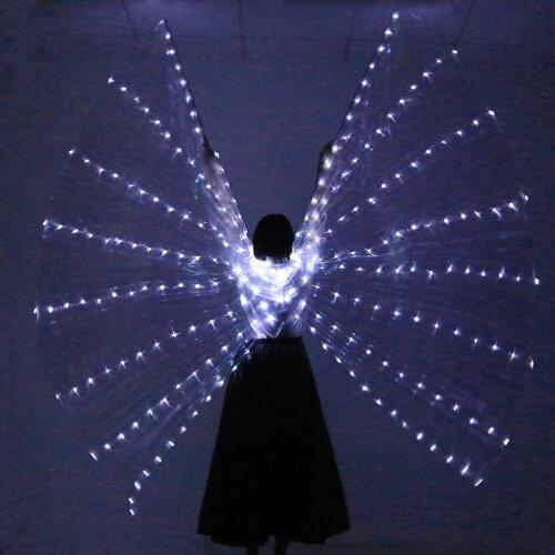Open Style LED Stage Performance Wings Adult Belly Dance Girls LED Luminous ISIS Wings LED Dance Split Wings With Sticks and Bag