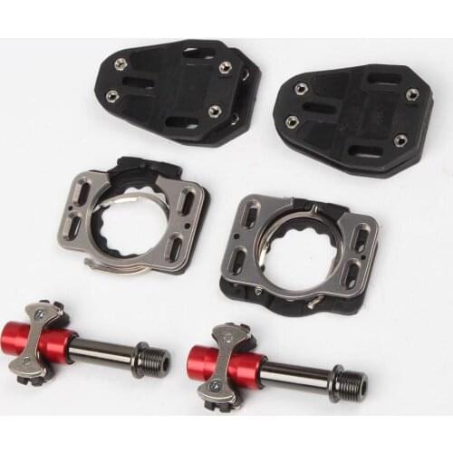 Pedal de bicicleta de aleación de aluminio bloqueo de carretera triple perno bloqueo de pedal con placa de bloqueo