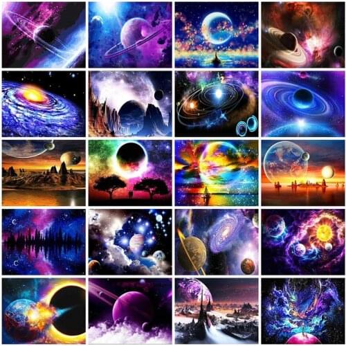 Planet Scenery Diamond Painting Outerspace Mosaic Art Embroidery Rhinestone Picture Puzzle Toys Children Gifts Decor Small Size