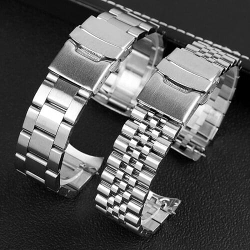 Solid stainless steel watchband for Seiko skx007 / 009 skx173 / 175 / A35 male wristband with 20 mm and 22 mm arc mouth steel