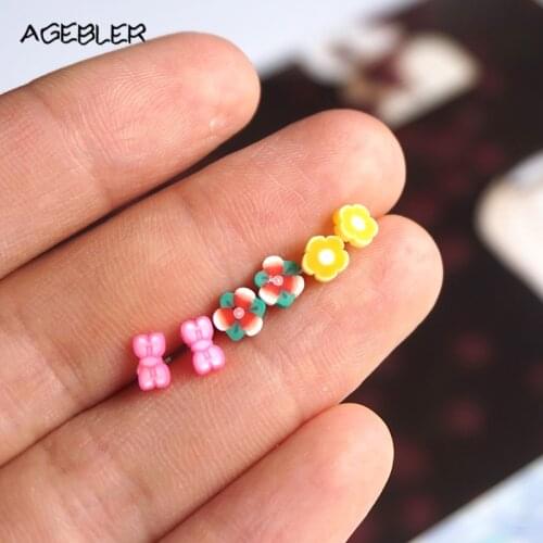 100% Handmade Polymer Clay Stud Earrings for Women Kids Friend Lovely Summer Style Timy Flower Original Jewelry Brinco P23