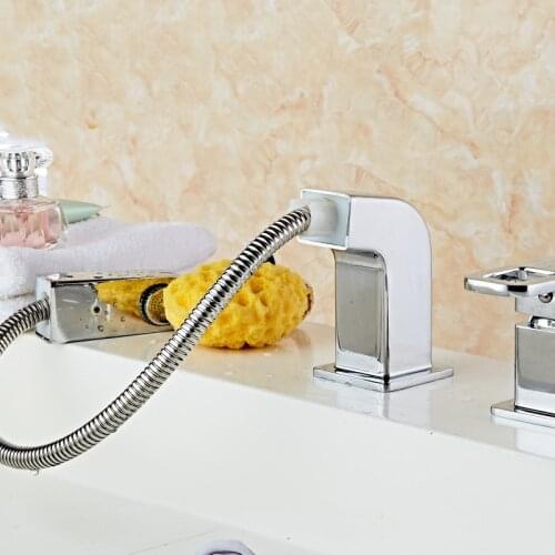 Bathroom Basin Faucets Pull Out Sink Mixer Faucets Chrome Brass Modern Washbasin Faucets