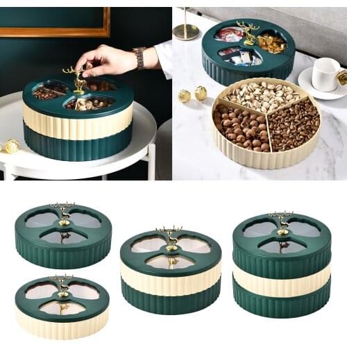 Modern Nut Serving Platter, 1/2/ Rotating Snack Containers with 3