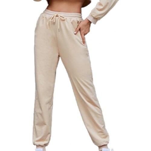 Women Casual Sport Pants Spring Autumn Solid Loose Lace-up Long Trousers Sweatpants Female Running Pantalones for Daily Wear