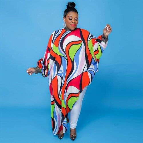 XL-5XL fall clothes for women plus size dresses fashion casual printing long sleeve irregular loose dress Wholesale Dropshipping