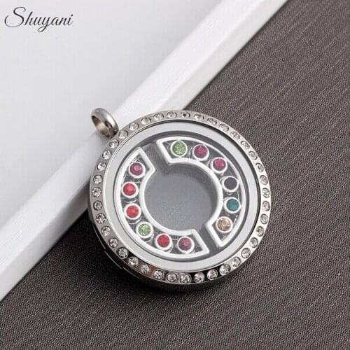 20PCS/LOT Silver Colorful Crystal Charms Window Plate For Floating Locket Charms