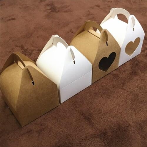 12Pcs/20Pcs/30Pcs/50Pcs White&Brown Paper Packaging Box With Handle Wedding Party Favor Gift Boxes