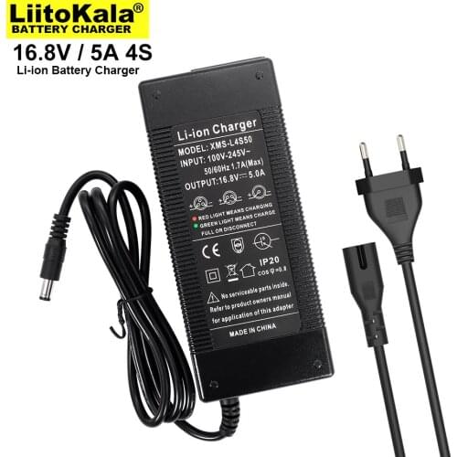 16.8V 5A 4 series 3.2v LiFePO4 battery pack lithium iron phosphate Charger recharging current 5000mAh DC 5.5*2.1mm