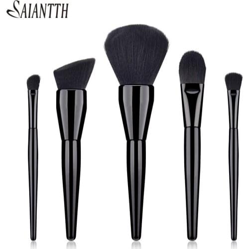 SAIANTTH full black 5pcs makeup brushes Daily cosmetic tool powder blush foundation eyeliner eyeshadow make up pincel maquiagem