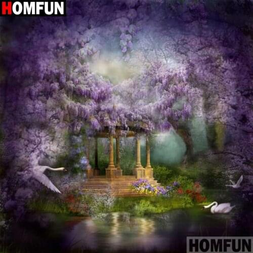 HOMFUN Full Square/Round Drill 5D DIY Diamond Painting "Scenic pavilion" Embroidery Cross Stitch 5D Home Decor A16187