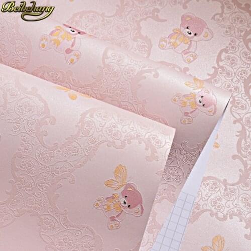 Beibehang 53X300cm 3D cartoon bear wall paper childrens room boy girl bedroom TV background Self-adhesive wallpaper home decor