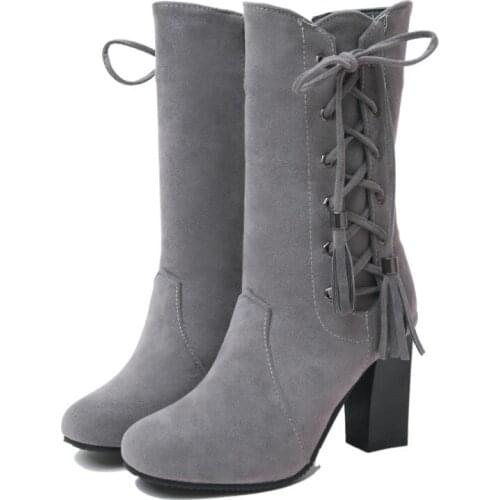 Big Size 10 - boots women shoes ankle boots for women ladies boots shoes woman winter Solid color round head side zipper