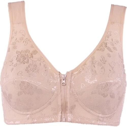 Ladies Bra Spring Summer Seamless Sexy Lace Front Zipper Bra Push Up Underwear Female Plus Size Wire Free Small Chest Bra