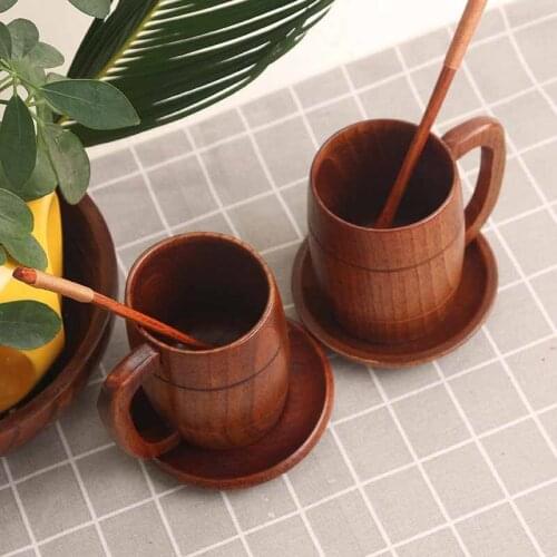 Wooden Beer Mug with Handle Creative Handmade Tankard Cup Vintage Bar Accessories for Drinks Home Party GQ