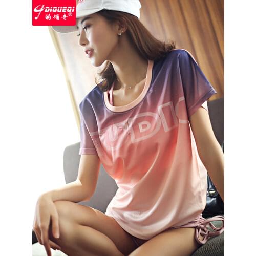 Indeed, short-sleeved sports shirt large size loose running net red quick-drying t-shirt female yoga thin section fitness clothe