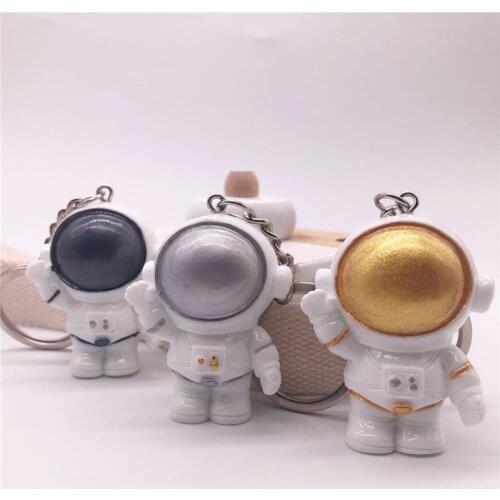 Julie Wang 2PCS Resin Astronaut Keychain Cartoon Spaceman Key Chain Keyring For Men Women Anime Car Bag Accessory