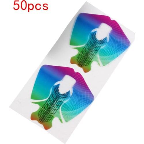 Nail Forms Clear Extension Acrylic French Curve Sticker UV Gel Building Self-Adhesive Manicure PVC Clear Rainbow Nail Form