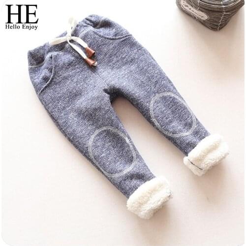 HE Hello Enjoy Girls Winter Leggings Warm Toddler Girl Pants Solid Thicken Bottoms Boy Trousers Kids Joggers Fleece Pants 1-6Y