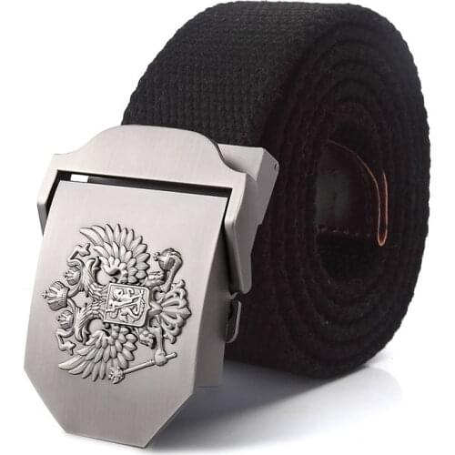 SupSindy canvas belt Russian National Emblem Alloy buckle military men belt Army tactical belts for Men Best quality male strap