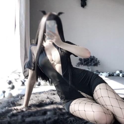 Open Crotch Uniform Set Women Black Bodysuits Erotic Teddy Sexy Lingeries Sleepwear Zipper Bodysuit
