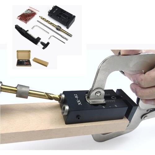 Woodworking Oblique Hole Puncher Locator Wood Working Pocket Hole Jig Kit Bevel Slotting Angle Positioner Kit