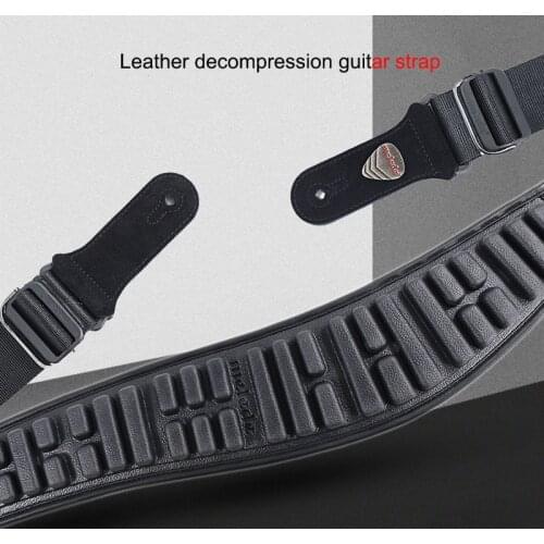 Leather Decompression Guitar Strap Widened Thickened Adjustable Length Rubber Foam Breathable Massage Strap for Guitar Bass
