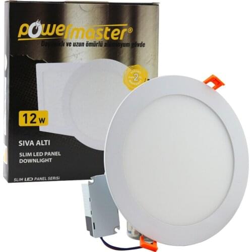 POWERMASTER 12 WATT SIVA SIX 3000K GÜNIŞIĞI ROUND 160MM SLIM LED-ECO SPOT PANEL