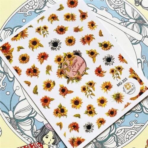 MG-355 MG-006-2 Sun flower sunflower Daisy Flower 3D Back glue Nail Art Stickers Decals Sliders Nail ornament decoration