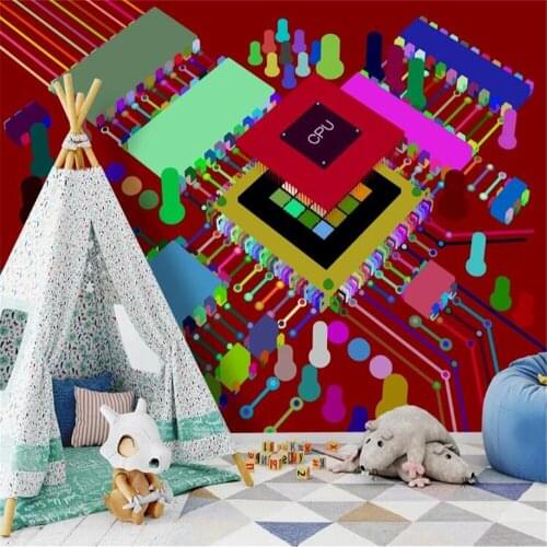 Milofi customized 3D wallpaper mural HD circuit board cartoon abstract modeling background wall