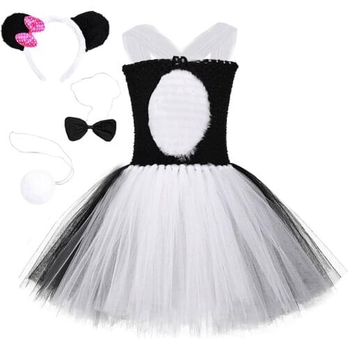 Cute Toddler Kids Panda Dresses for Girls Animal Cosplay Costume for Halloween Prim Children Dresses Baby Girl Birthday Clothes