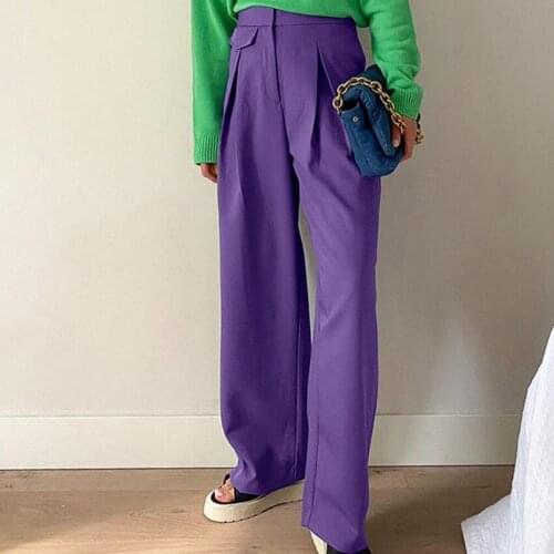 New Arrival Autumn Women Loose Purple High Waist Wide Leg Pants