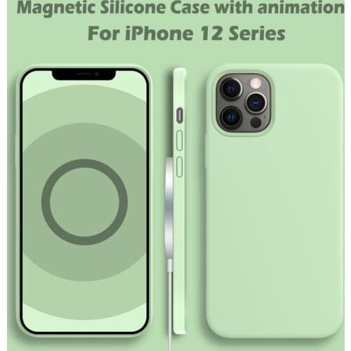 Official Magnetic Liquid Silicone Case For iPhone 12 Pro Max Cover For Magsaf* With Animation Cover For iPhone 12 Mini With Box