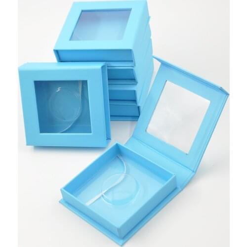 Wholesale Lash Box Packaging Eyelash Box Customize 25mm Mink Eyelashes Blue Square Magnetic Package Storage Case Makeup Vendor