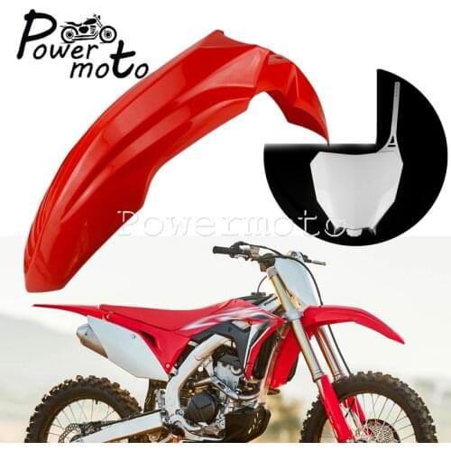Supermoto MX Enduro Front Fender w/ Front Number Plate for Honda CRF250R 2018-2020 CRF450R 2017-2020 CRF 250 450 R RX Mudguard